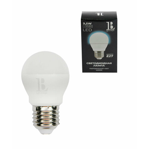 E27-9,5W-4000K-G45 Лампа LED (шарик матовый) L&B