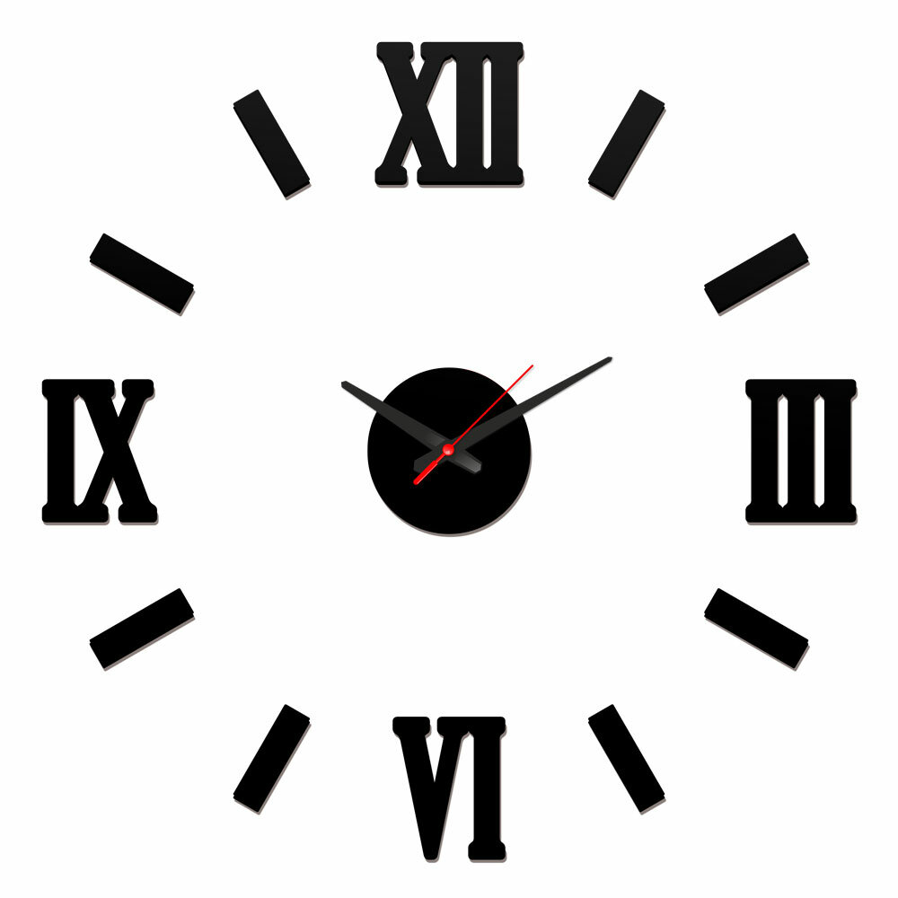 Часы-наклейка Римские d70 см черные