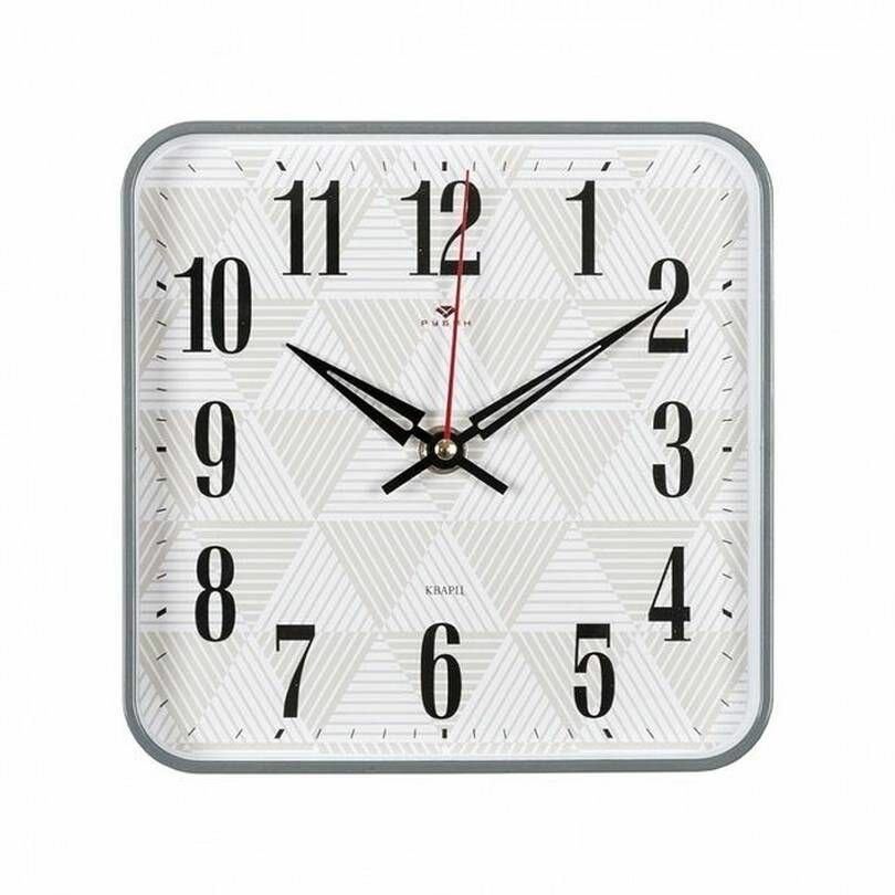 Настенные часы механические, Рубин - Геометрия, квадрат 19 х 19 см, цвет белый, 1 шт.