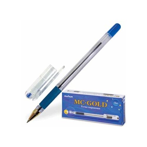 Ручка MC GOLD син. на масл. 0,5 мм основе с рез. упором МС-02/BMC-02 (12/144/1728)