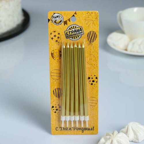 Свечи в торт С днём рождения 6 шт высокие Золотой металлик 330₽