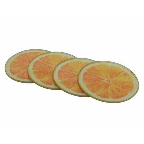 Набор подставок под стаканы солнечные апельсинчики, стекло, 9 см, 4 шт, Kaemingk 803027
