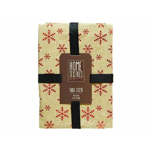 Новогодняя скатерть натале россо со снежинками полиэстер хлопок 180х140 см Kaemingk 3424₽