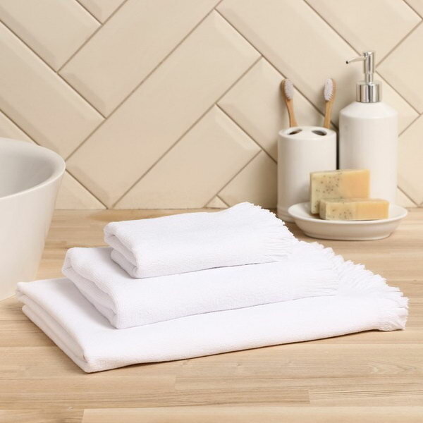 фото Полотенце махровое "Fringe" 30х60 см, цвет белый, 100% хлопок, 380 гр/м2