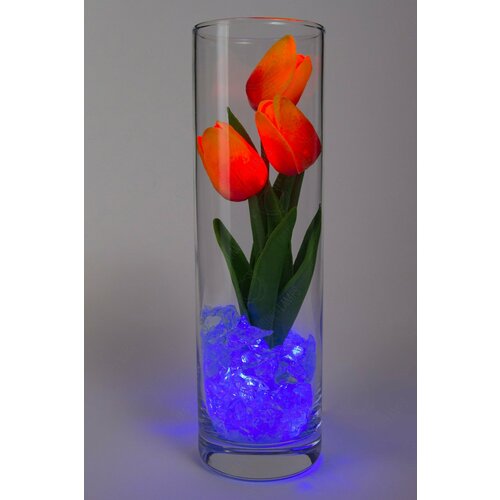 Светодиодные тюльпаны 3шт Красно-Оранжевые(син)