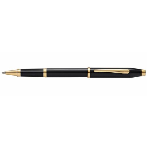 Ручка-роллер Cross Century II Black lacquer, черный лак с позолотой 23К, корпус: латунь/лакированное покрытие, цвет черный (414-1)