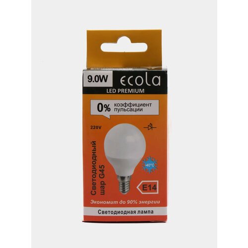 Лампа светодиодная Ecola LED Premium, 0% пульсации, 9W E14 4000К, белый