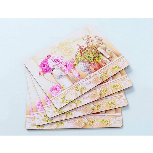 Плейсматы на пробковой основе винроса - пионы И ангел 40х30 см набор - 4 шт Boltze 4520₽