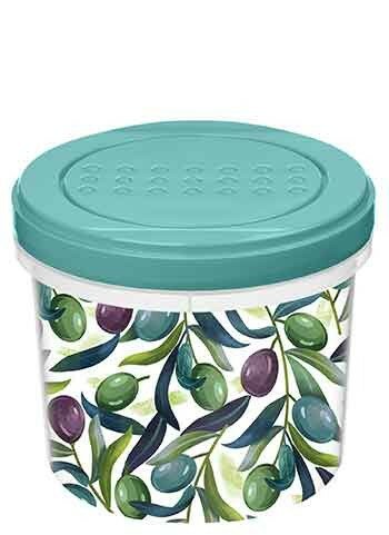 фото Банка с завинчивающейся крышкой Asti 0,7л, с декором оливки, зеленый 221158818/05 IDIland (арт. 840962)