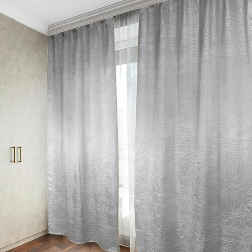 Штора тафта серая 135х260 см Casa Conforte Тергалет 2 шт. (6178688)