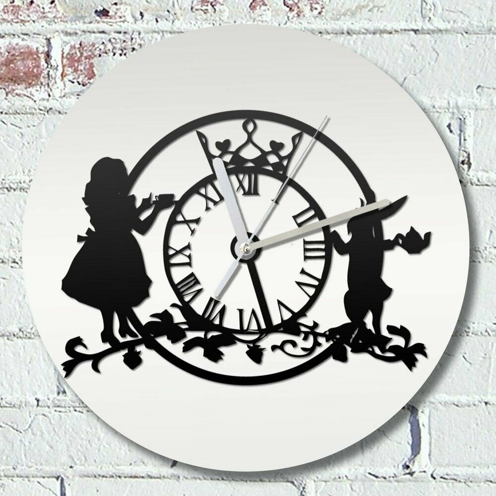 Настенные деревянные бесшумные часы Сказка Алиса в стране чудес - 2288