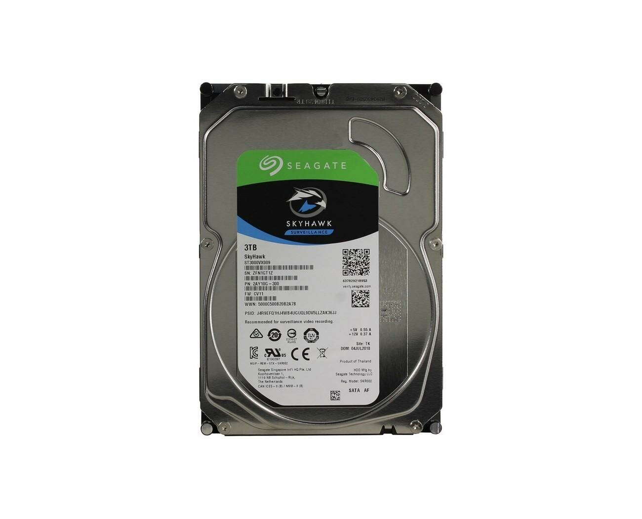 Жесткий HDD диск объемом 3 Тб и размером 3,5 дюйма Seagate SkyHawk (SATA) (I29380ZH) - диск для систем видеонаблюдения, интерфейс SATA 6 Гбит/с