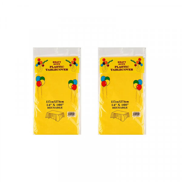 фото Скатерть "Праздничный стол" одноразовая пвх, цвет желтый 137х183 см (Набор 2 шт.)