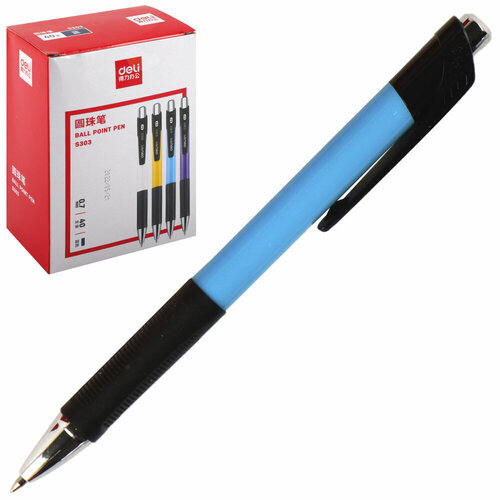 ручка шариковая автоматическая paper mate inkjoy 550 rt 1956418 диаметр 1мм синие чернила блистер резиновая манжета автом Ручка автоматическая, пишущий узел 0,7 мм, цвет чернил синий, ассорти 4 вида Deli S303