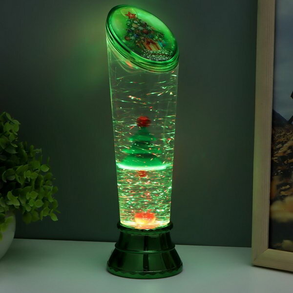 Лава-лампа "Елочка" LED от батареек 3хАА USB зеленый 6х6х25см