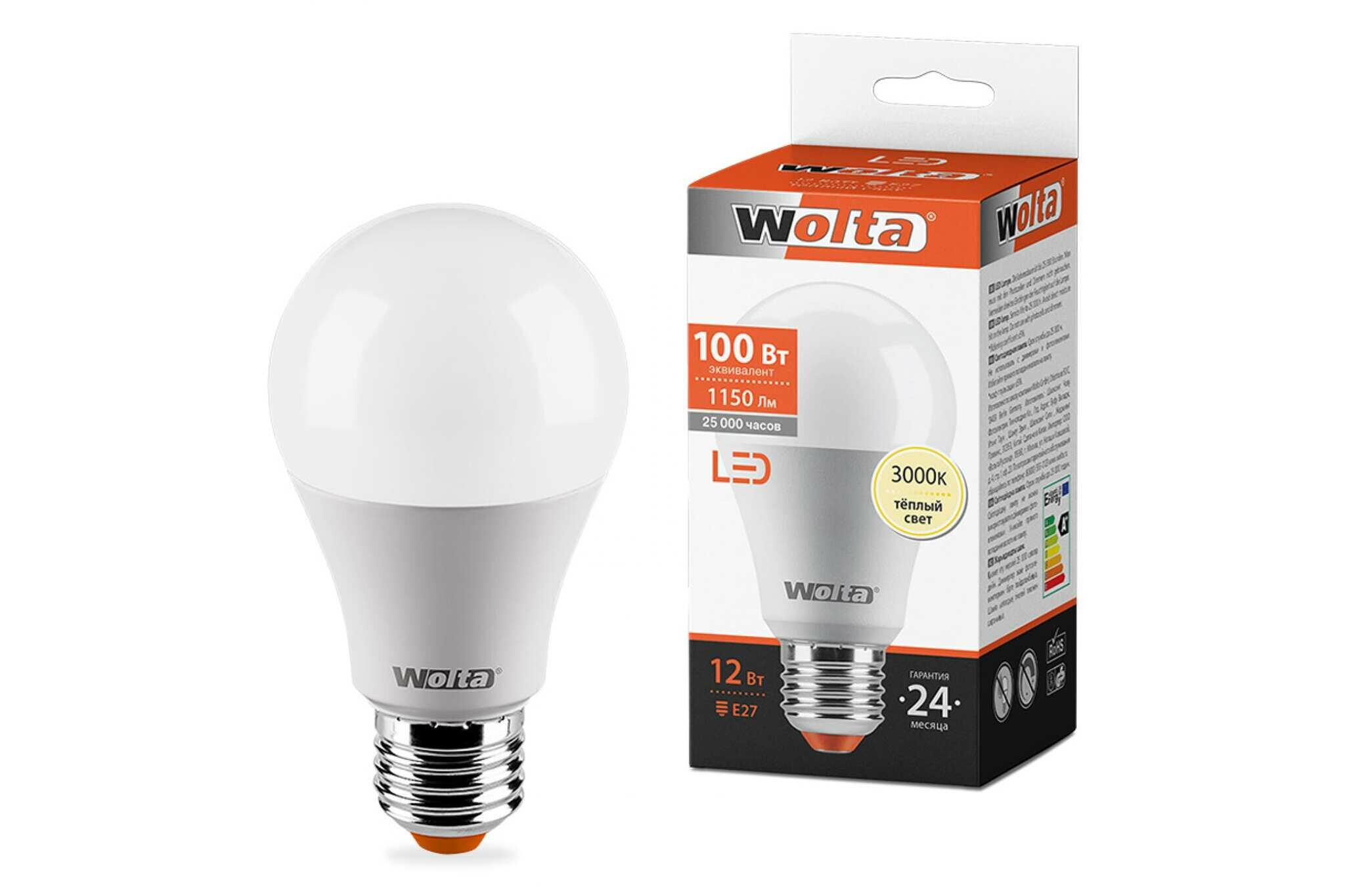 фото Wolta Лампа Wolta 12 Вт LED, 3000K, 25Y60BL12E27