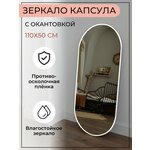 Капсульное зеркало настенное с белой окантовкой - изображение