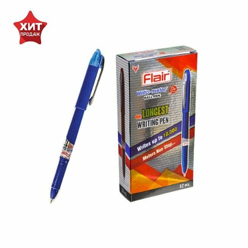 Ручка шариковая Flair Writo-Meter, узел-игла 0,6, длина линии письма 10 км, шкала на стержне, синий