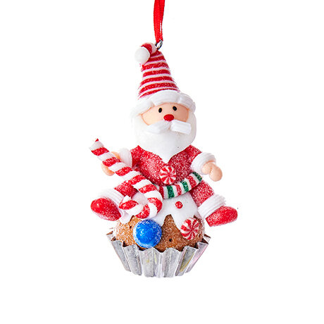 Kurts Adler Елочная игрушка Санта Клаус - Christmas Cupcake 9 см, подвеска D3166