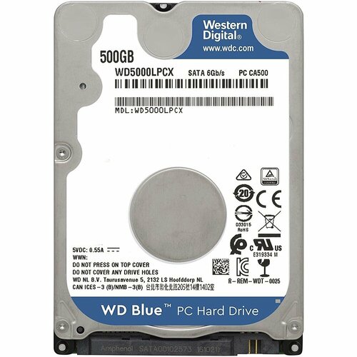 Жесткий диск HDD WD SATA3 500Gb 25 5400 RPM 16Mb RCT 1 year 480000₽