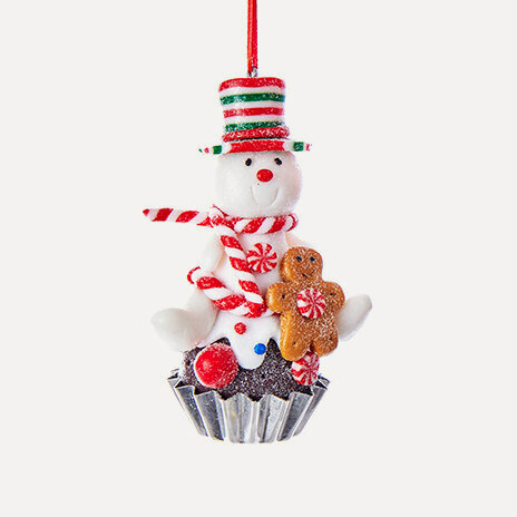 Изображение товара Елочная игрушка Снеговик - Christmas Cupcake 9 см, подвеска, Kurts Adler (Куртс Адлер), D3166-2