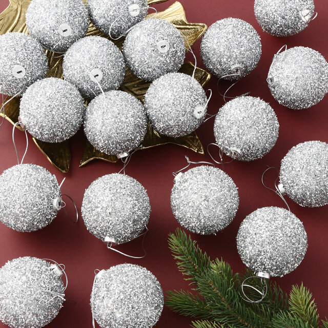фото Edelman Набор елочных шаров Fluffy Shine: Серебряный 8 см, 24 шт *