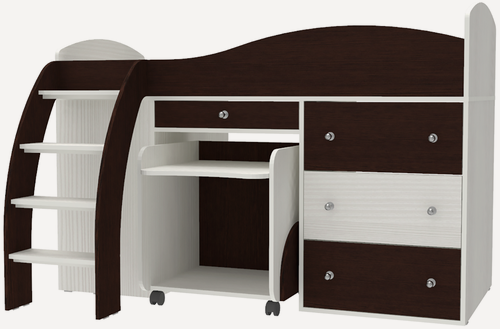 Изображение товара Кровать чердак Малыш 2 Белое Дерево Венге