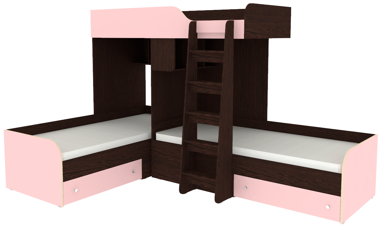Кровать чердак Трио Венге Розовый