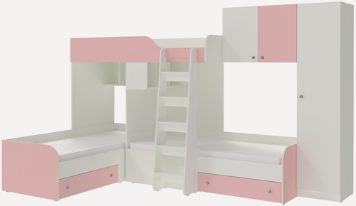 Изображение товара Кровать чердак Трио 2 Белый Розовый