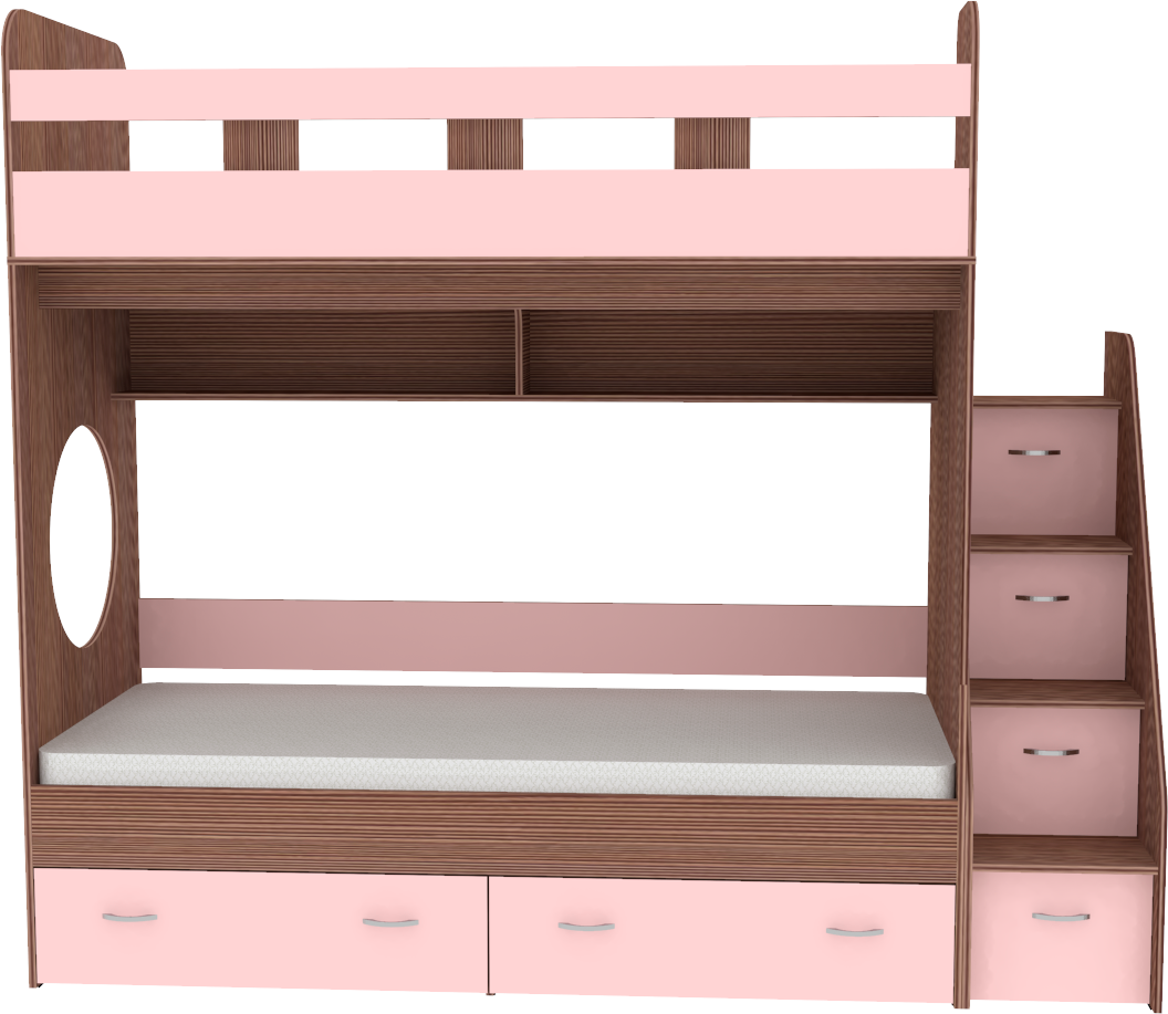 Двухъярусная кровать Юниор 1 90x200 Бодего Темный Розовый