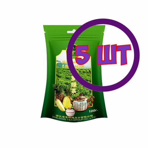 Чай зеленый листовой Верблюд Ананас, м/у, 100 г (комплект 5 шт.) 8504721