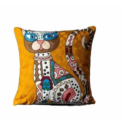 Zaberite Подушка декоративная / Египетский Кот 2/ велюр / подарок / подушка диванная / подушка для интерьера