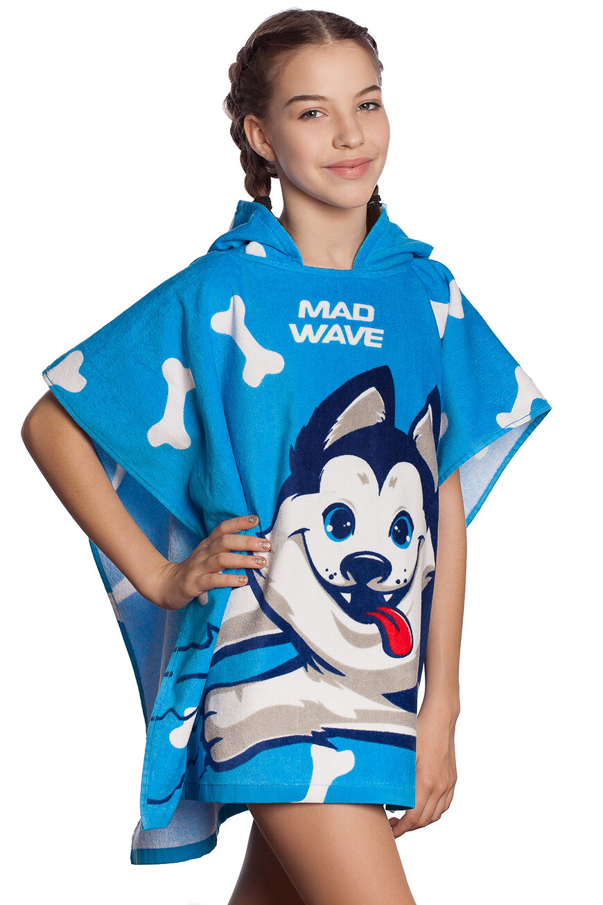 Детское пончо Mad Wave HUSKY Poncho, 70*130 cm, Синий - фото №2
