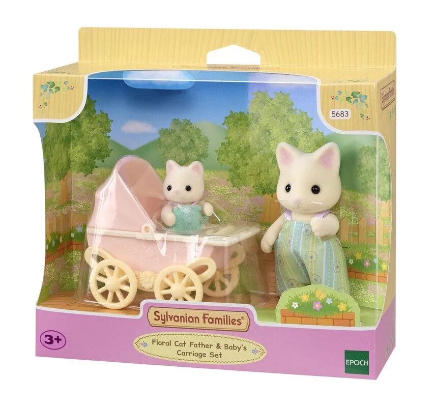 Sylvanian Families Набор "Цветочные котики – папа и малыш в коляске" 5683