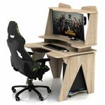 Геймерские игровые столы и кресла Игровой компьютерный стол для геймера с надставкой DX BIG RAPTOR Сонома - изображение