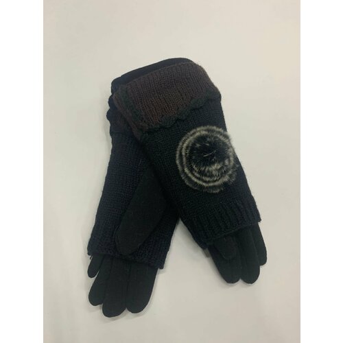 Перчатки, демисезон/зима, шерсть, размер 6-8, черный
