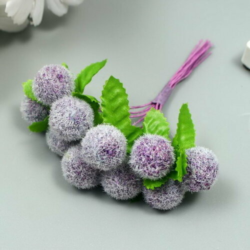 Тычинки для цветов Шарик мохнатый фиолетовый d=1.5-2 см 1 букет=10 шт 10 см, 10 шт.