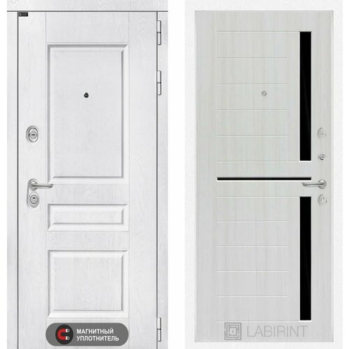 Входная дверь Labirint Versal 02 Сандал белый 880x2050, открывание левое