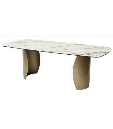 фото Стол BRONTE 220 KL-188 Контрастный мрамор матовый, итальянская керамика/ каркас цвета шампань
