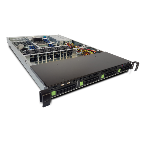 Серверная платформа Rikor 1U Server RP6104 noCPU(2)2nd GenScalable HS/TDP 150W/no DIMM(16)/HDD(4)LFF/4x1Gbe/1xFH/1xM.2 NWMe, 1xM.2 SATA /2x1200W/минпромторг Реестр (6104.002.10)