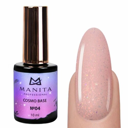 Гель-лак Manita Professional База для ногтей камуфлирующая с блестками №04 / Cosmo Base, 10 мл
