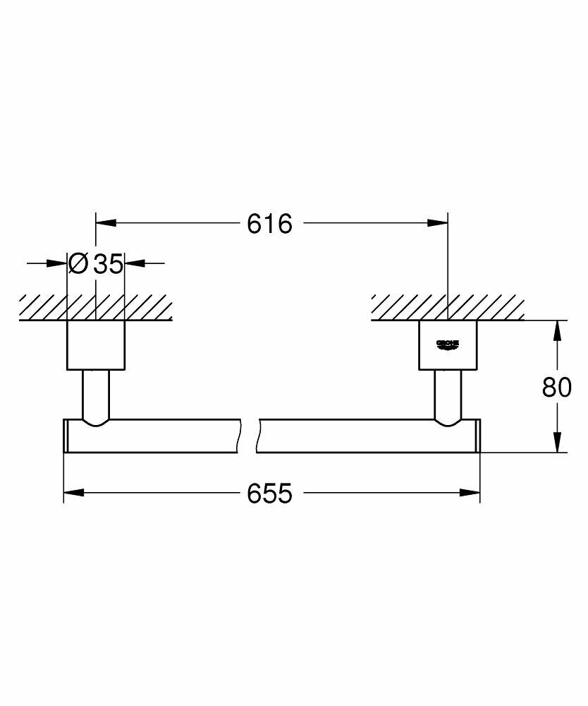 Держатель для полотенца GROHE Atrio New одинарный, холодный рассвет глянец (40309GL3) - фото №2