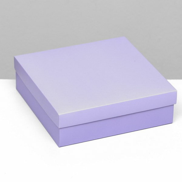 Коробка подарочная складная упаковка крышка - дно сиреневая 20x20x6 см 5 шт.