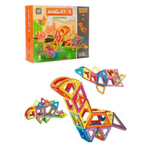 Наша игрушка Магнитный конструктор Magnistar Dino world 40 деталей Наша Игрушка LT2008 конструкторы наша игрушка магнитный ракета 8 деталей