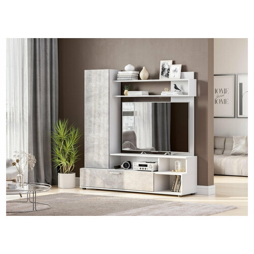 Гостиная готовая KAPIOVI GELIN белый каркас фасады светлыйцемент 11390₽