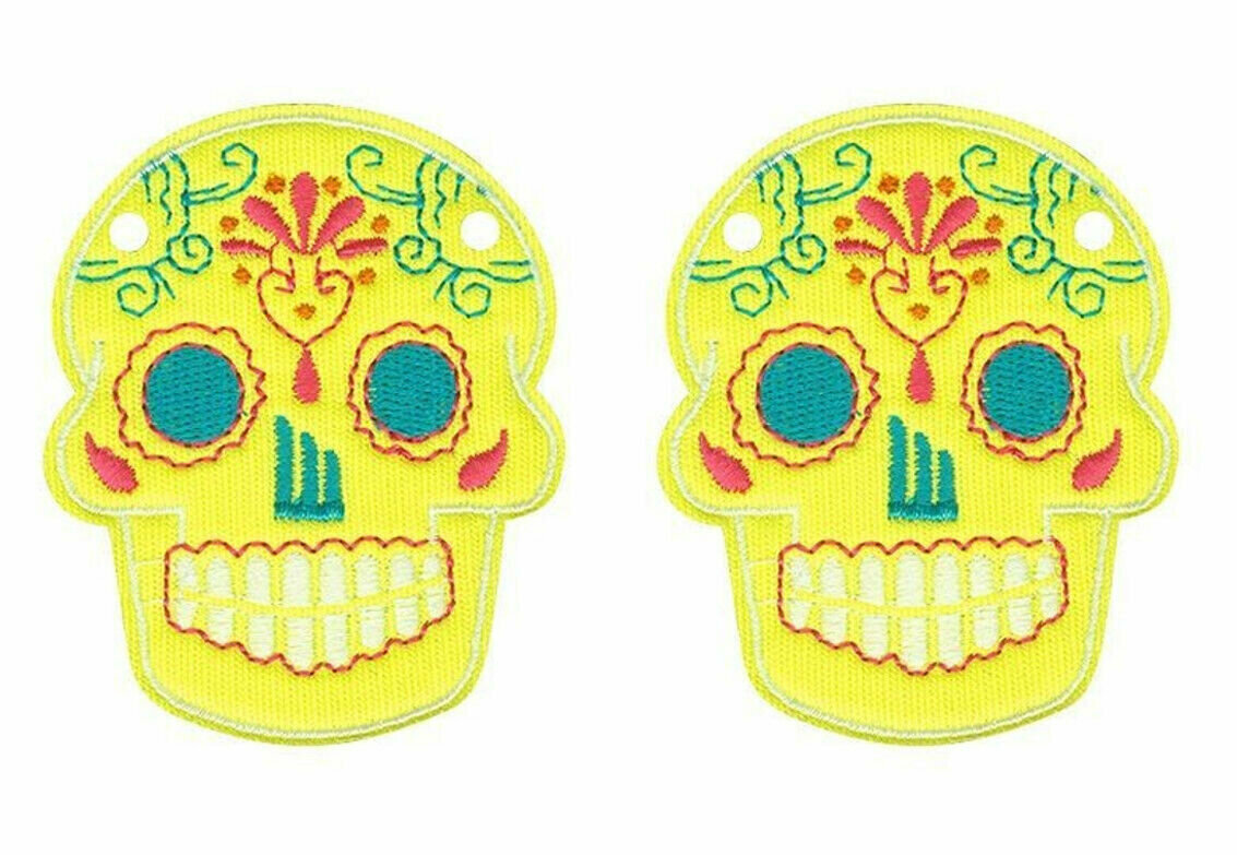 Аксессуары для кед крылья череп Sugar Skull Yellow Neon Lace 11005 желтые