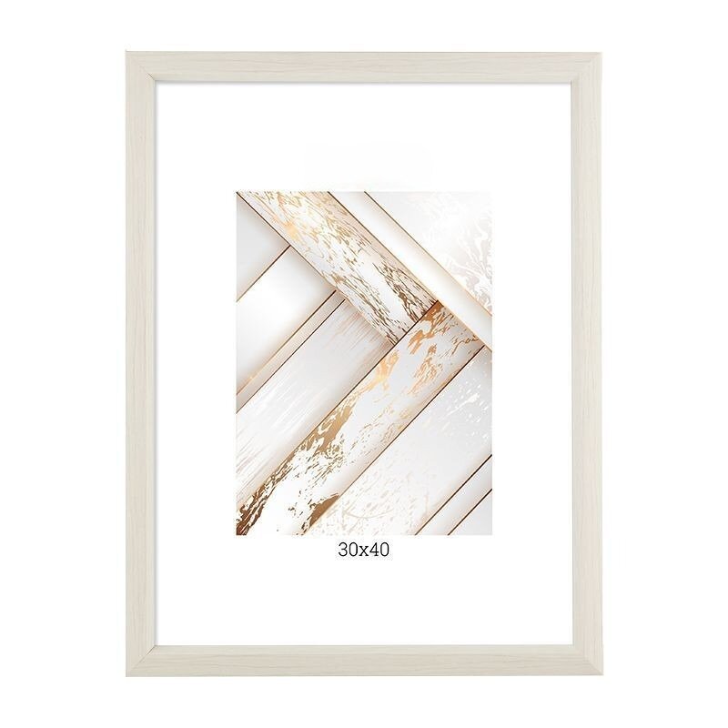 фото Рамка для фотографии, постера, рисунка, фоторамка 30х40, классическая box, под дерево, белая с молочным оттенком GF 6147