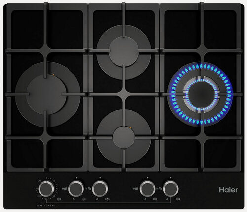 Изображение товара Газовая варочная панель Haier HHX-G64CWMB 60 см, 4 конфорки электроподжиг газконтроль, черный