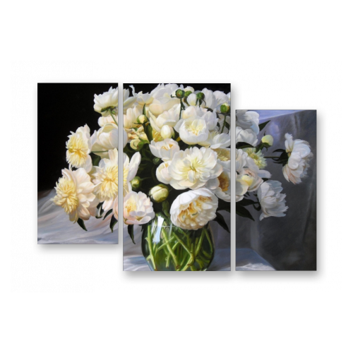 Модульная картина на холсте | Diva Kartina | Цветы. Пионы в прозрачной вазе | 70X49 см