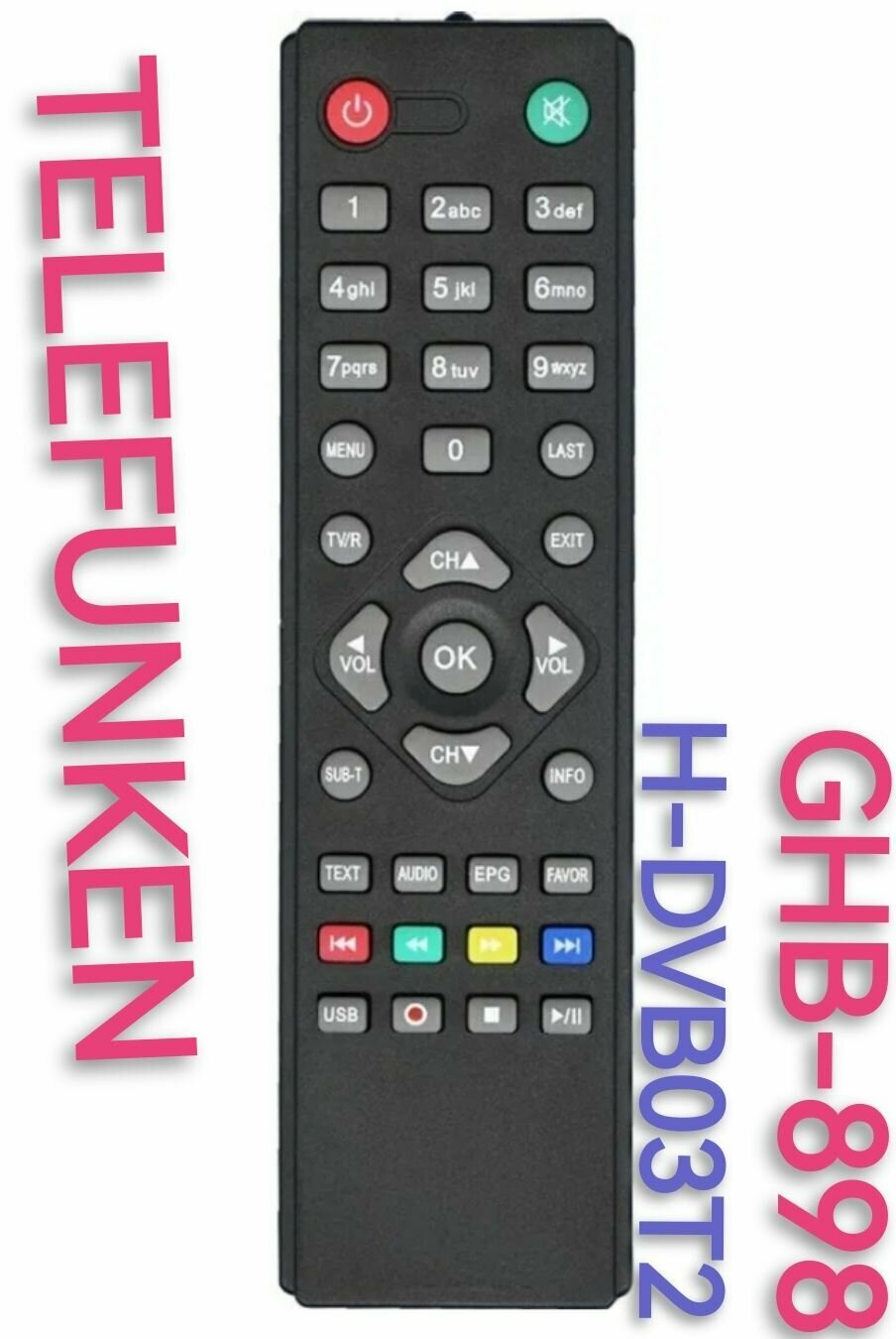 Пульт GHB-898 для TELEFUNKEN/телефункен приставк/H-DVB03T2 и